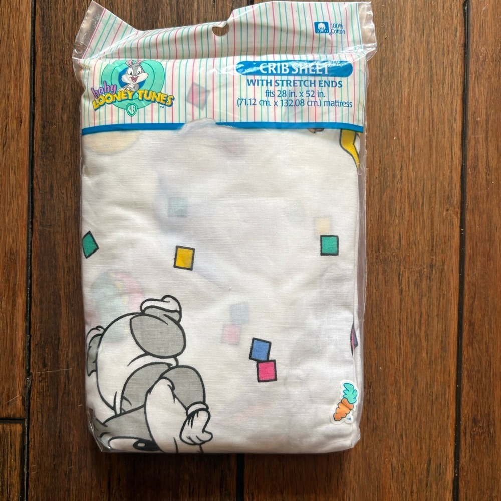 Vintage 1993 Gerber Looney Tunes Bugs Bunny Crib Sheet Sealed 28"x52"